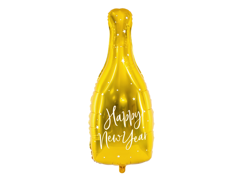 Folienballon in Flaschenform "Happy New Year", 32 x 82 cm, Gold