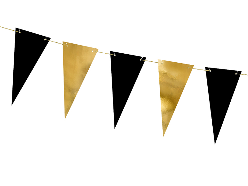 Wimpelkette Gold / Schwarz, 2,15 m