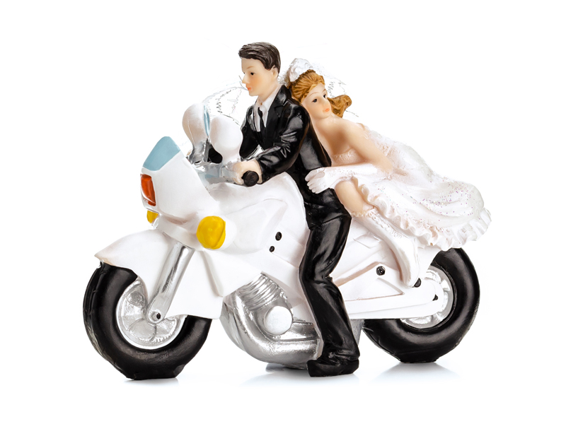 Cake Topper Hochzeitspaar auf Motorrad, 11,5cm