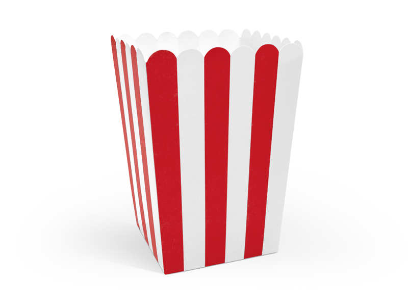 Popcornbox classic 7x7x12,5 cm rot/ weiß, 6 Stk