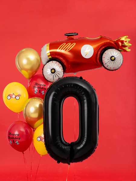Folienballon Zahl 0, Schwarz 86cm