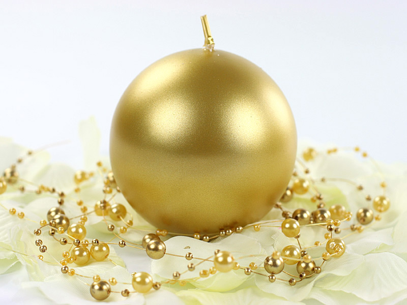 Kerzenkugel, Metallic Gold, 8 cm - 6er Set