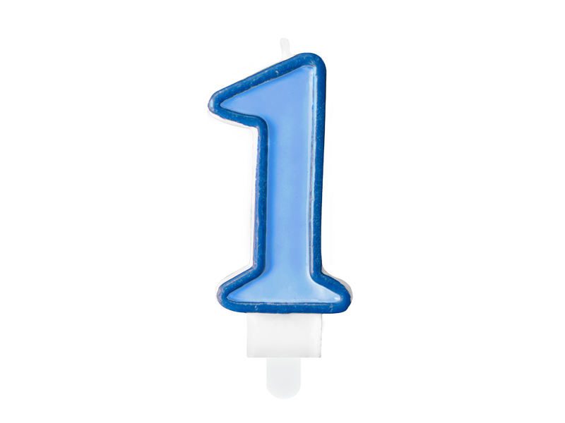 Geburtstagskerze Nummer 1, blau 7cm