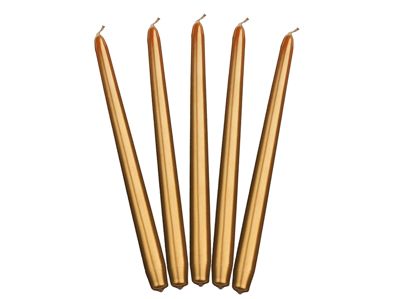 Stabkerze, Metallic, Gold, 29 cm - 10er Set