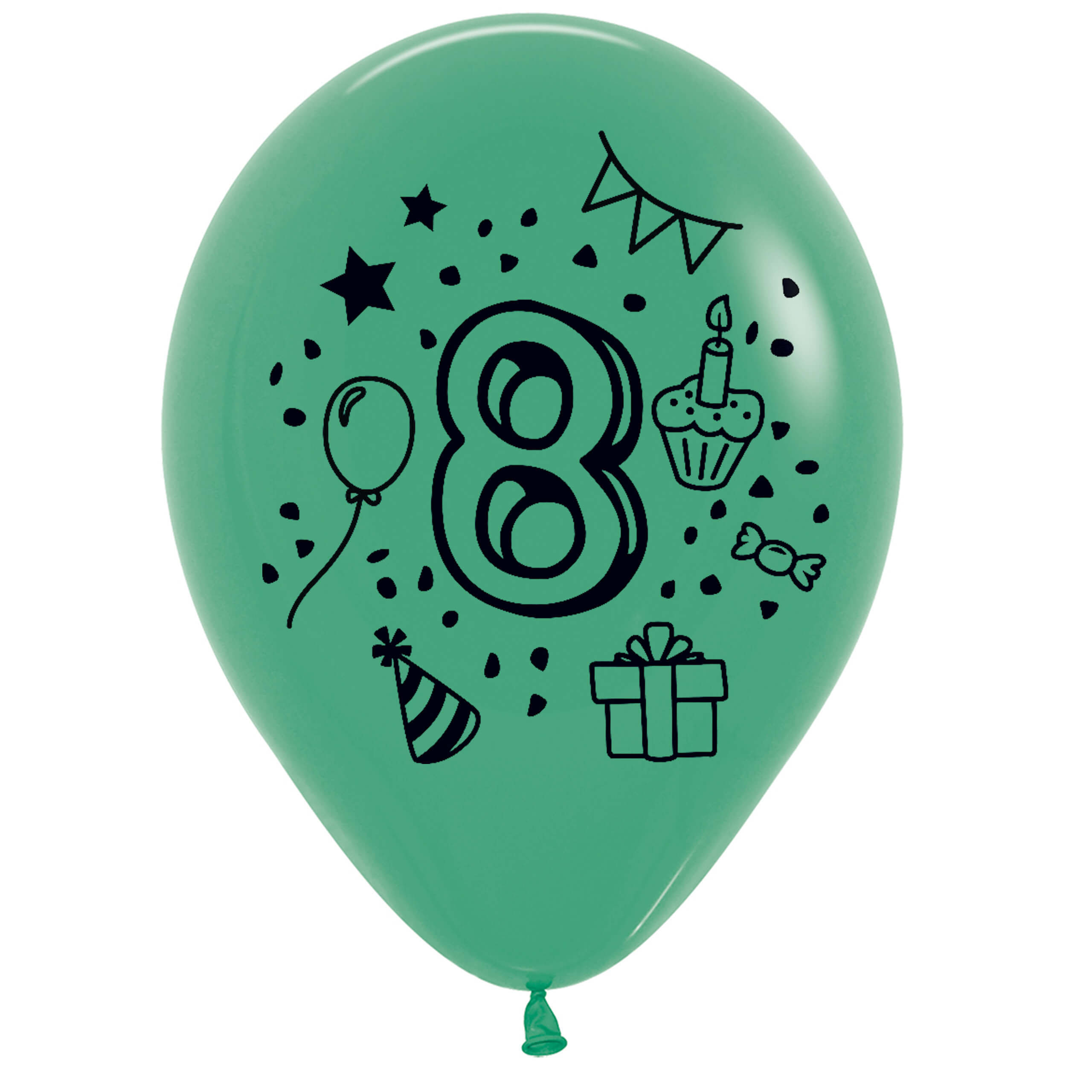 7x Luftballon Zahl 8 bunt Ø 30 cm