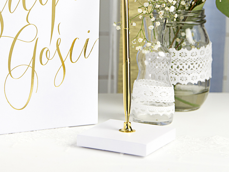 Goldstift mit Stifthalter, 8 x 8 x 16,5 cm.