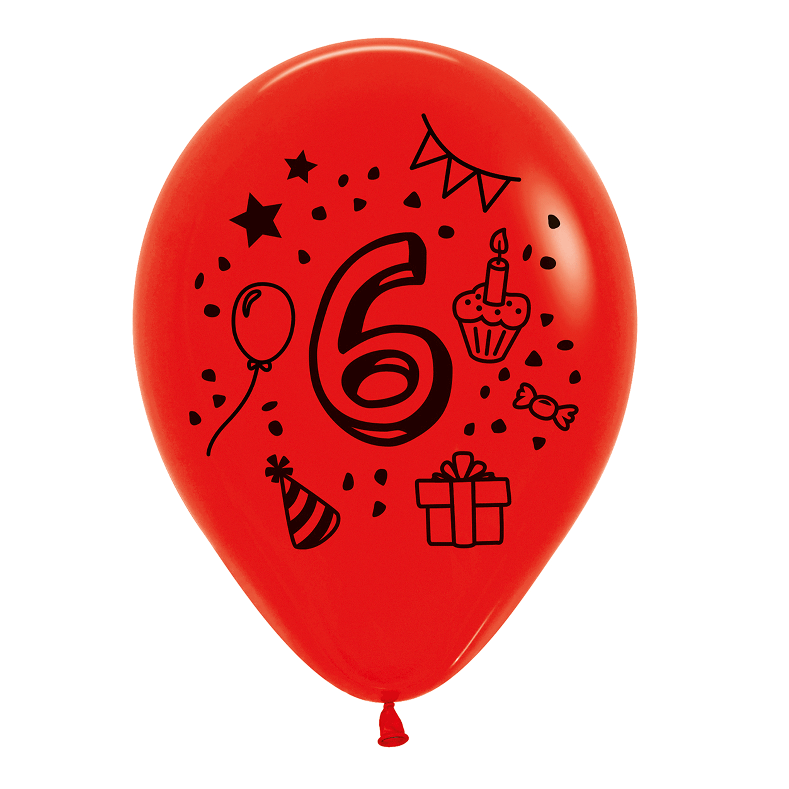 7x Luftballon Zahl 6 bunt Ø 30 cm