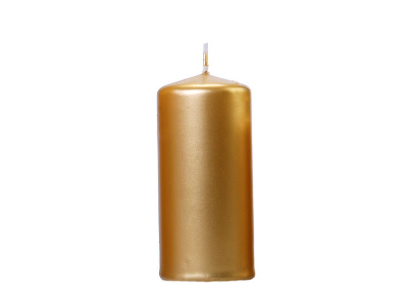 Stumpenkerze, Metallic Gold, 12 x 6 cm - 6er Set