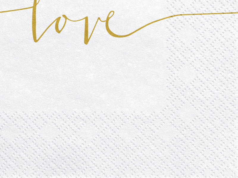 Servietten - LOVE, Weiß / Gold, 33 x 33 cm, 20 Stk.