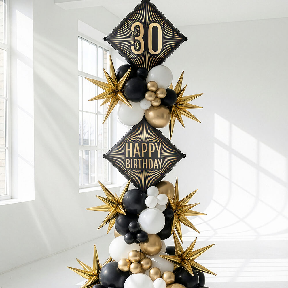 Folienballon Happy Birthday, 46 x 46 cm, Schwarz