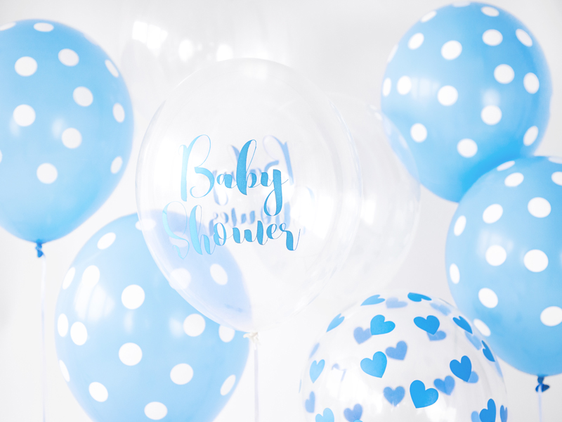 Luftballon Blau mit Weißen Punkten 30cm, 6 Stk