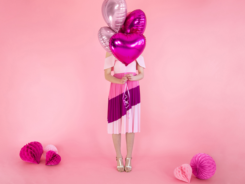 Folienballon Herz Metallic Pink, 45cm