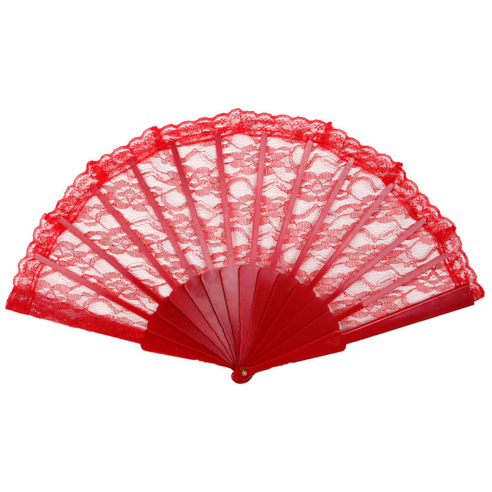 Windfächer rot transparent Länge ca. 23 cm, Spannweite ca. 43