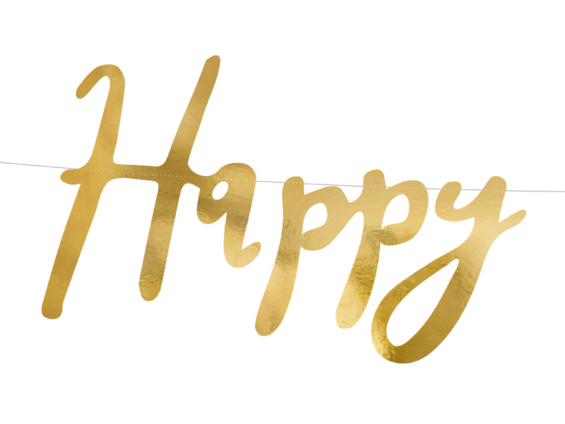 Banner Happy Birthday, Gold, 16,5 x 62 cm