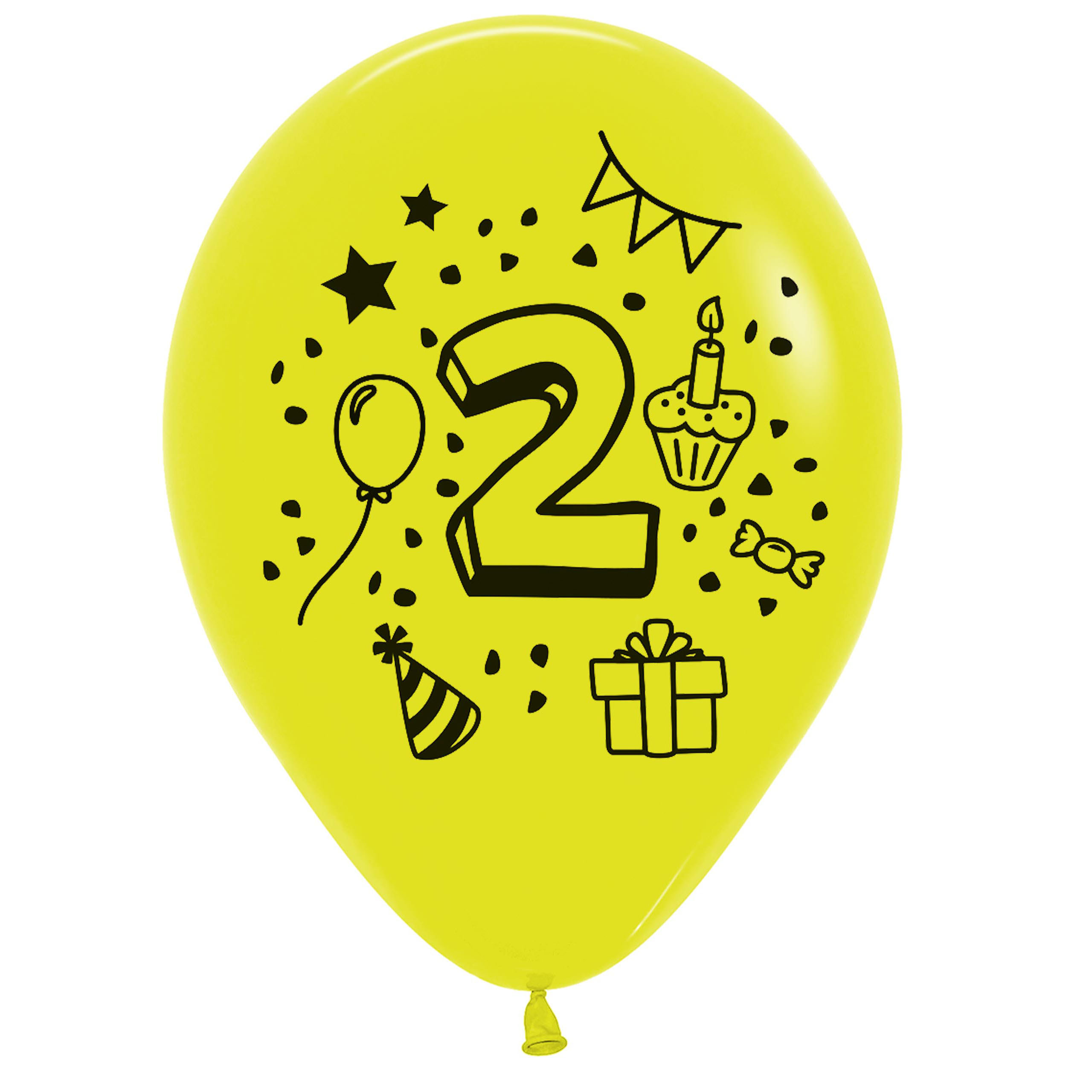 7x Luftballon Zahl 2 bunt Ø 30 cm