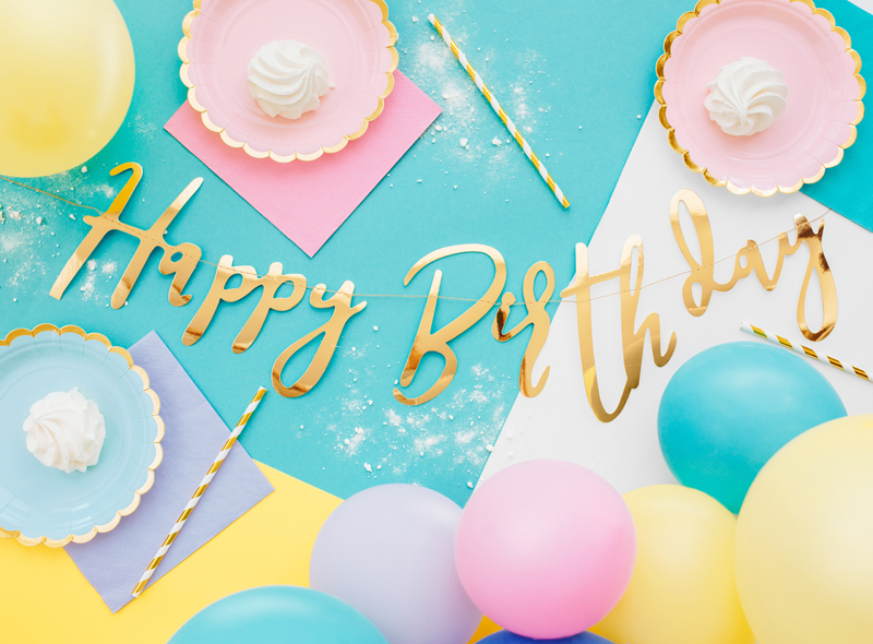 Banner Happy Birthday, Gold, 16,5 x 62 cm