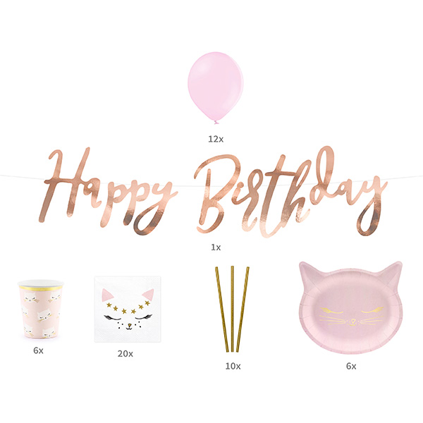 Geburtstag Pink Cat Partyset