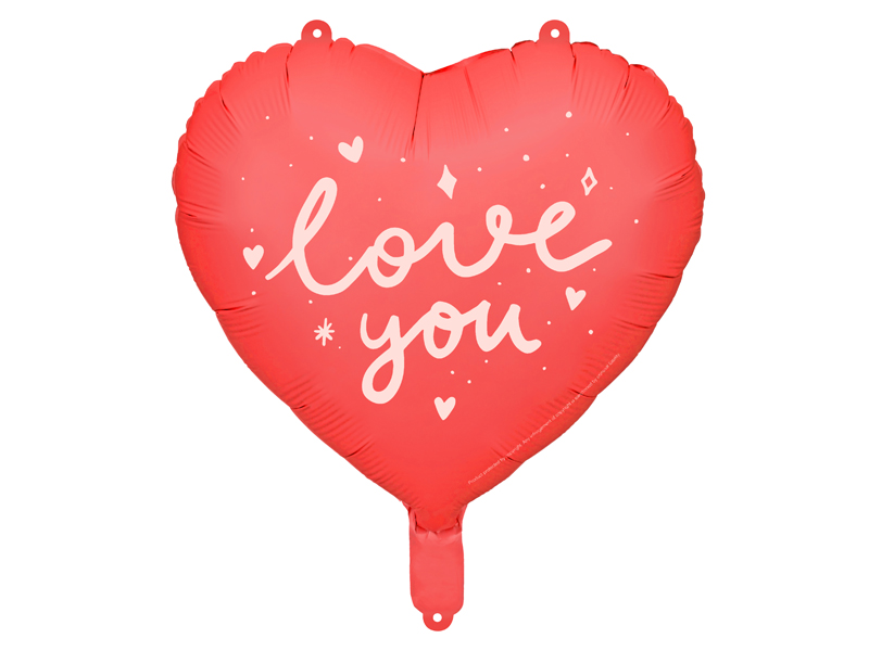 Folienballon Herz, I love you, 45 cm, rot