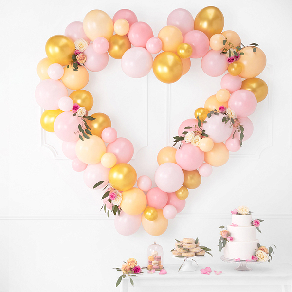 Ballongirlande mit Herzrahmen, rosa, 160 cm