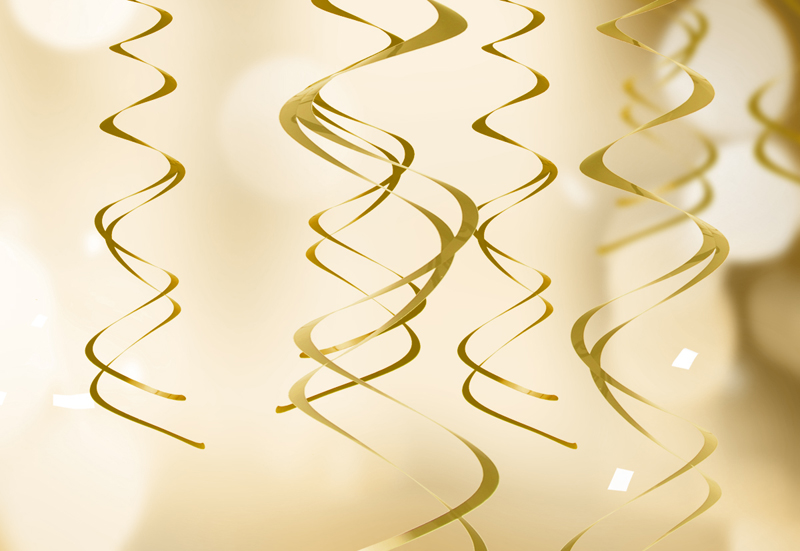 Spiralen hängend Gold 60 cm, 5 Stk.