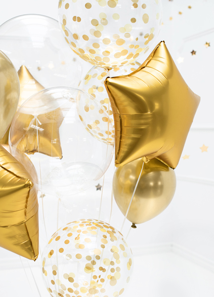Konfettiballon, goldene Kreise 40cm
