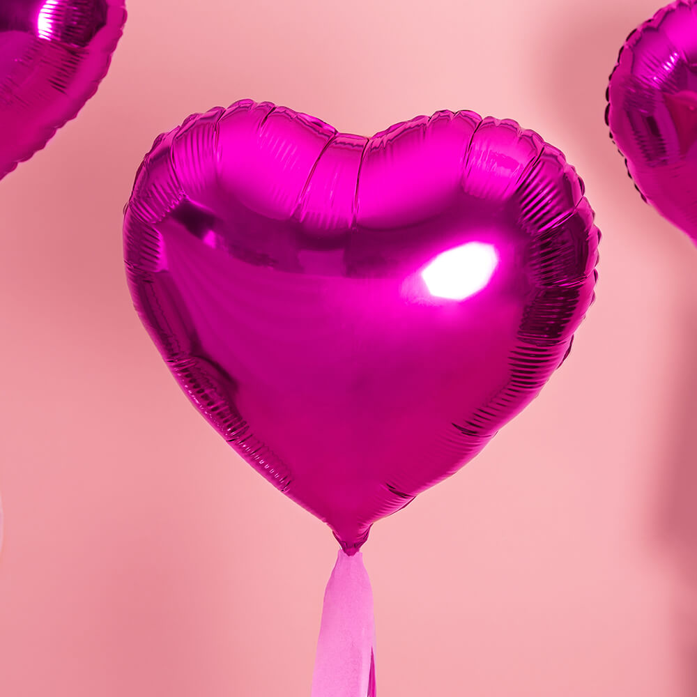 Folienballon Herz Metallic Dunkel Pink, 45cm