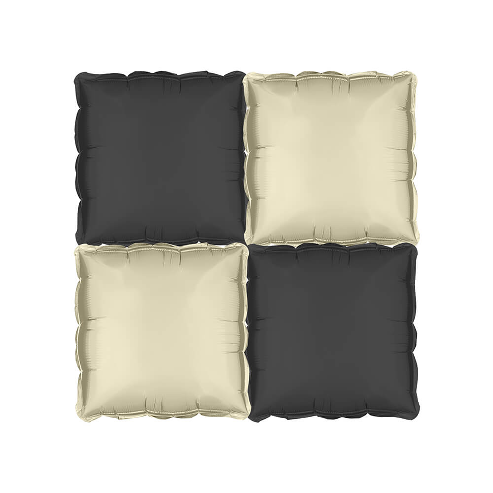 Folienballon Vorhang - 35 x 35 cm - doppelseitig Schwarz-Beige 4 Stk.