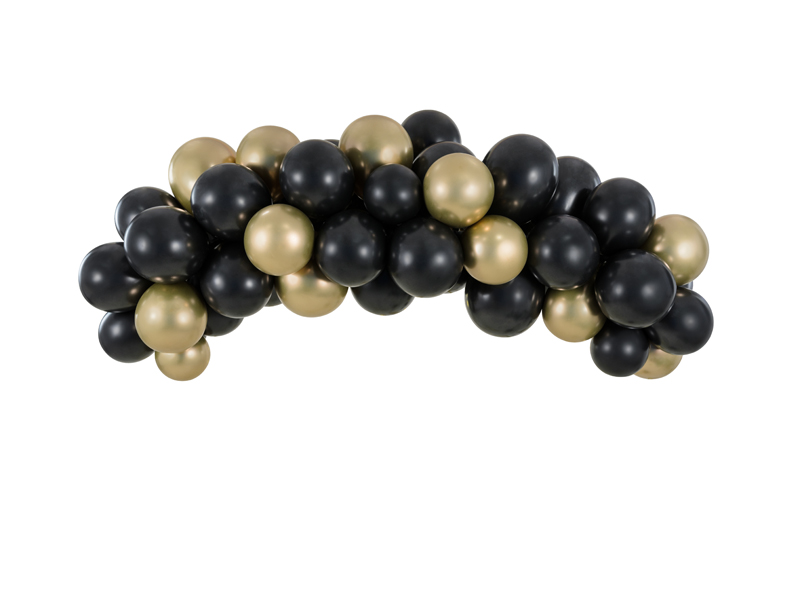 Ballongirlande Schwarz und Gold, 200cm
