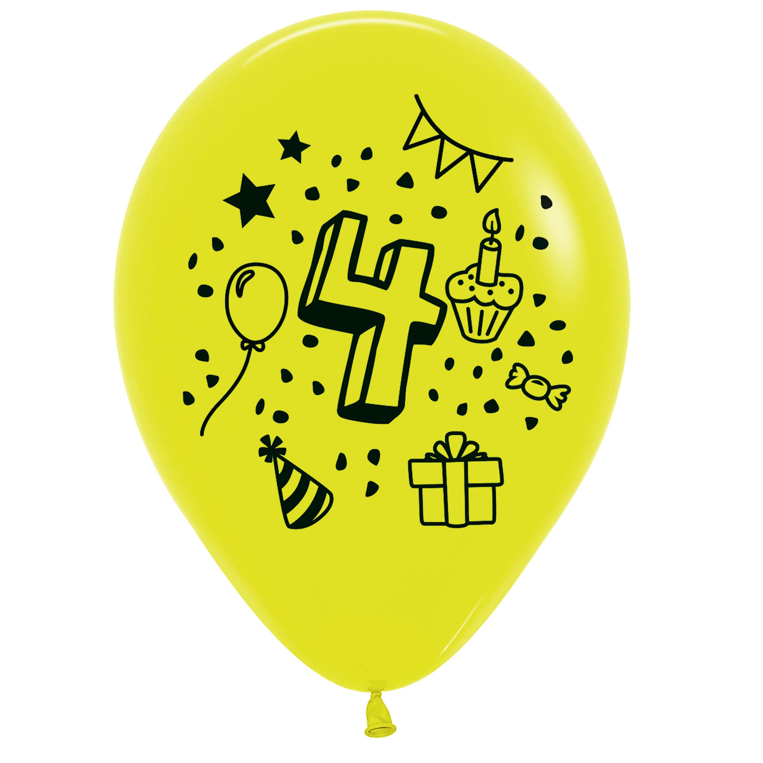 7x Luftballon Zahl 4 bunt Ø 30 cm