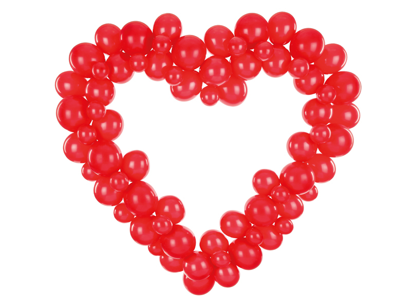 Ballongirlande mit Herzrahmen, Rot, 160 cm