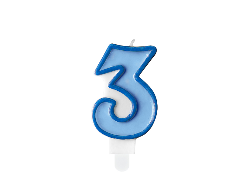 Geburtstagskerze Nummer 3, blau 7cm