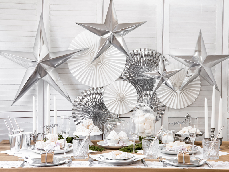 Fächer - Silber, 23 - 40 cm, 3er Set