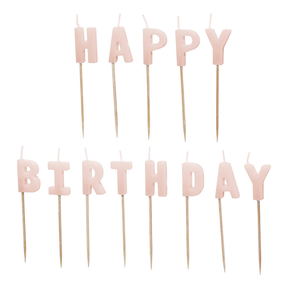 Geburtstagskerzen Happy Birthday Mix 2,5cm, Rosa