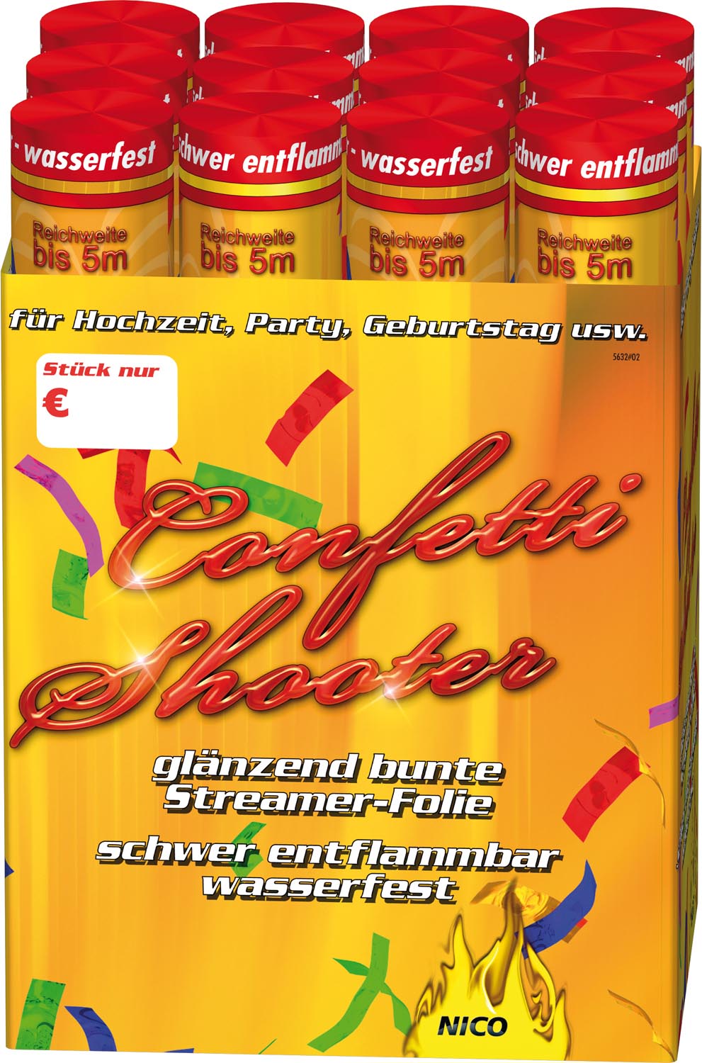 Party Popper Multicolor Metallic Konfetti 30cm