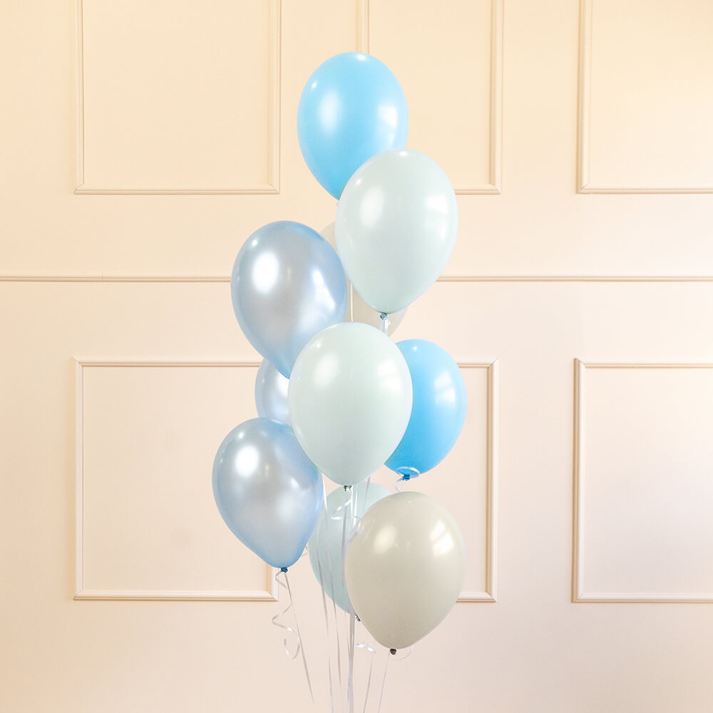Luftballons Set , Beige, Blau, Hellblau 10-teilig