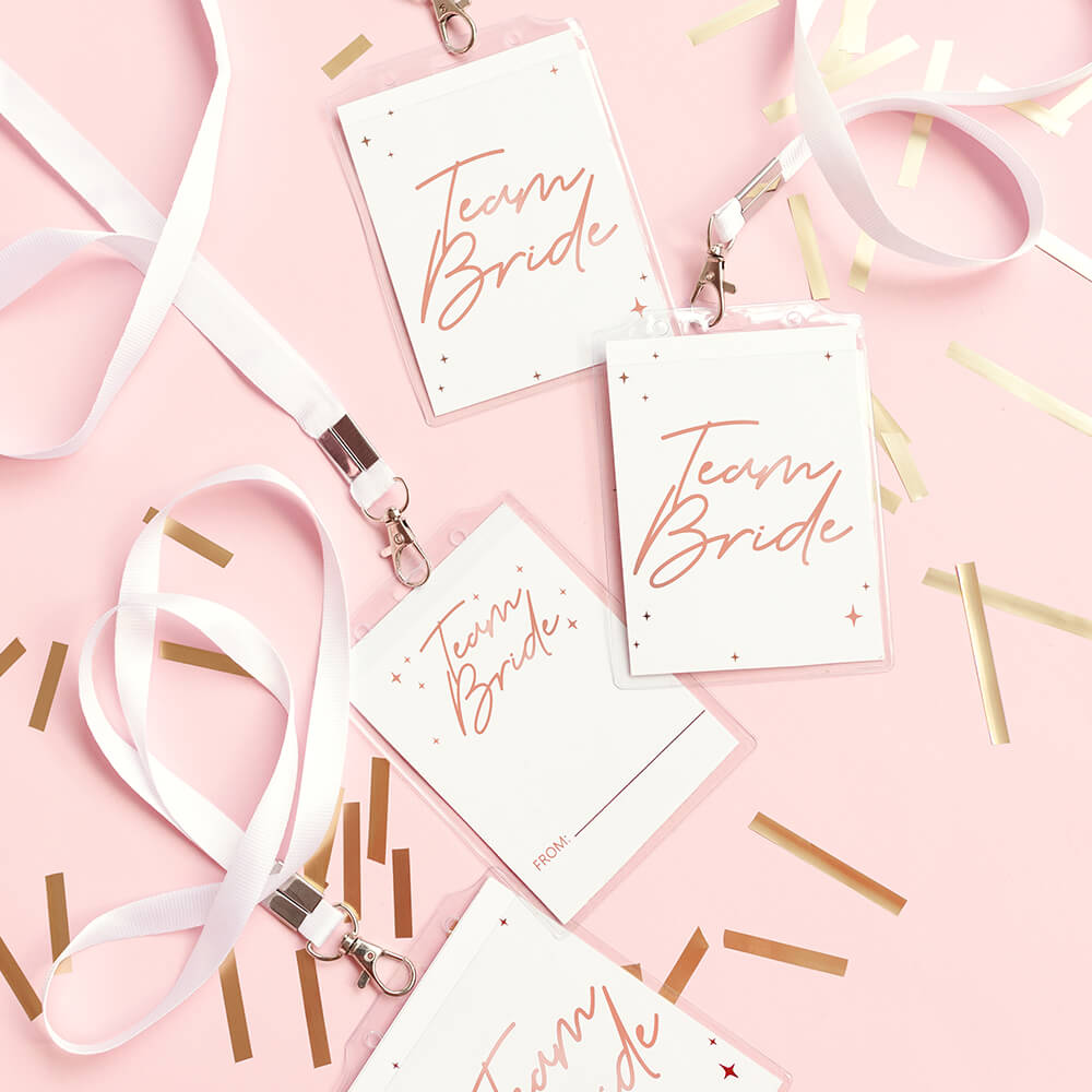 JGA Ausweis Team Bride mit Band, 4er Set
