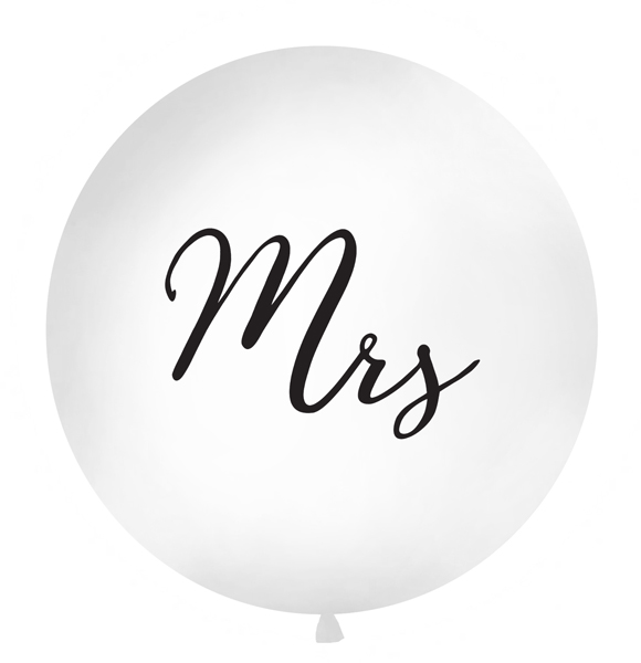 XXL Ballon 1m Ø, Mrs, Weiß / Schwarz - 1 m