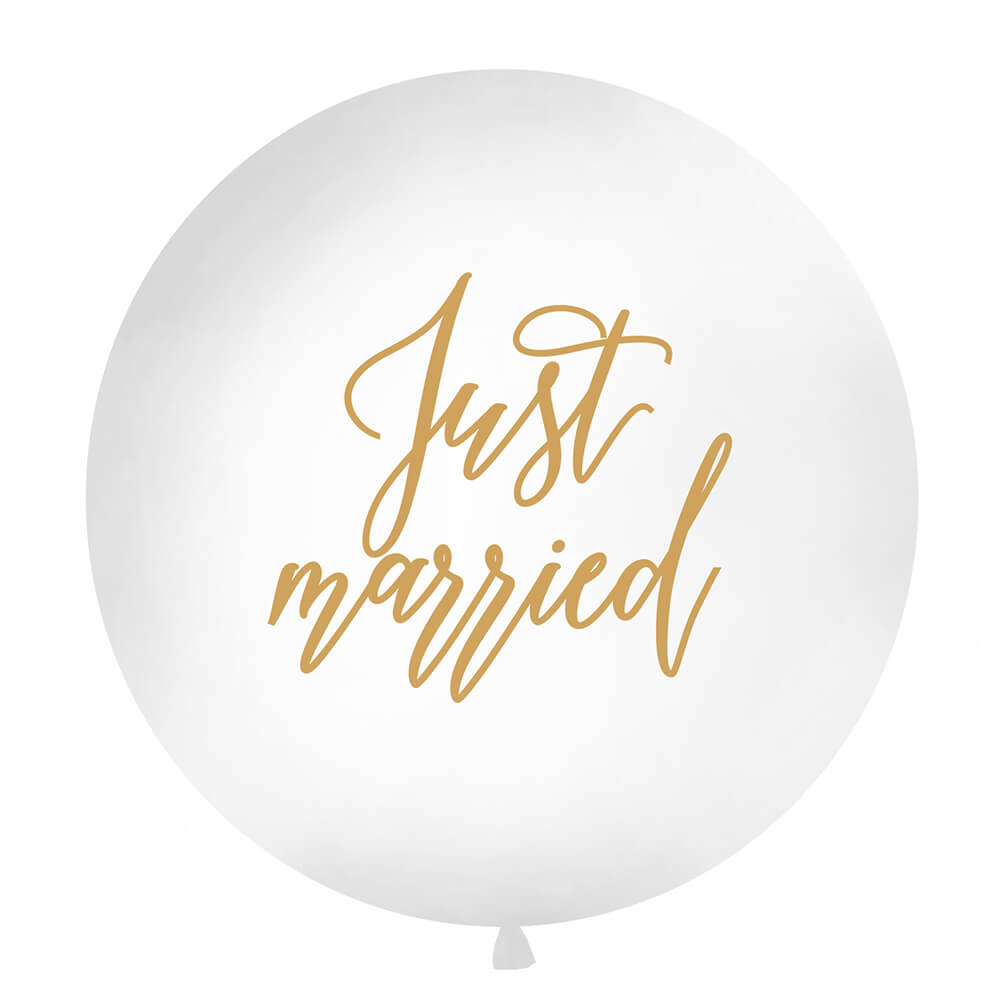 XXL Ballon 1m Ø, Just married, weiß