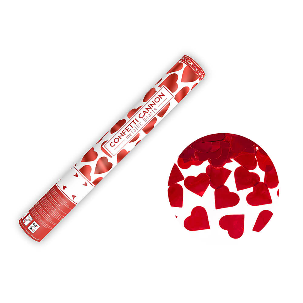 Party Popper Rotmetallic Herzen 40cm