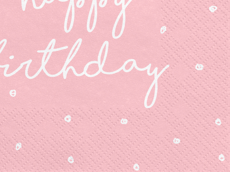 Servietten Happy Birthday Rosa, 33x33 cm