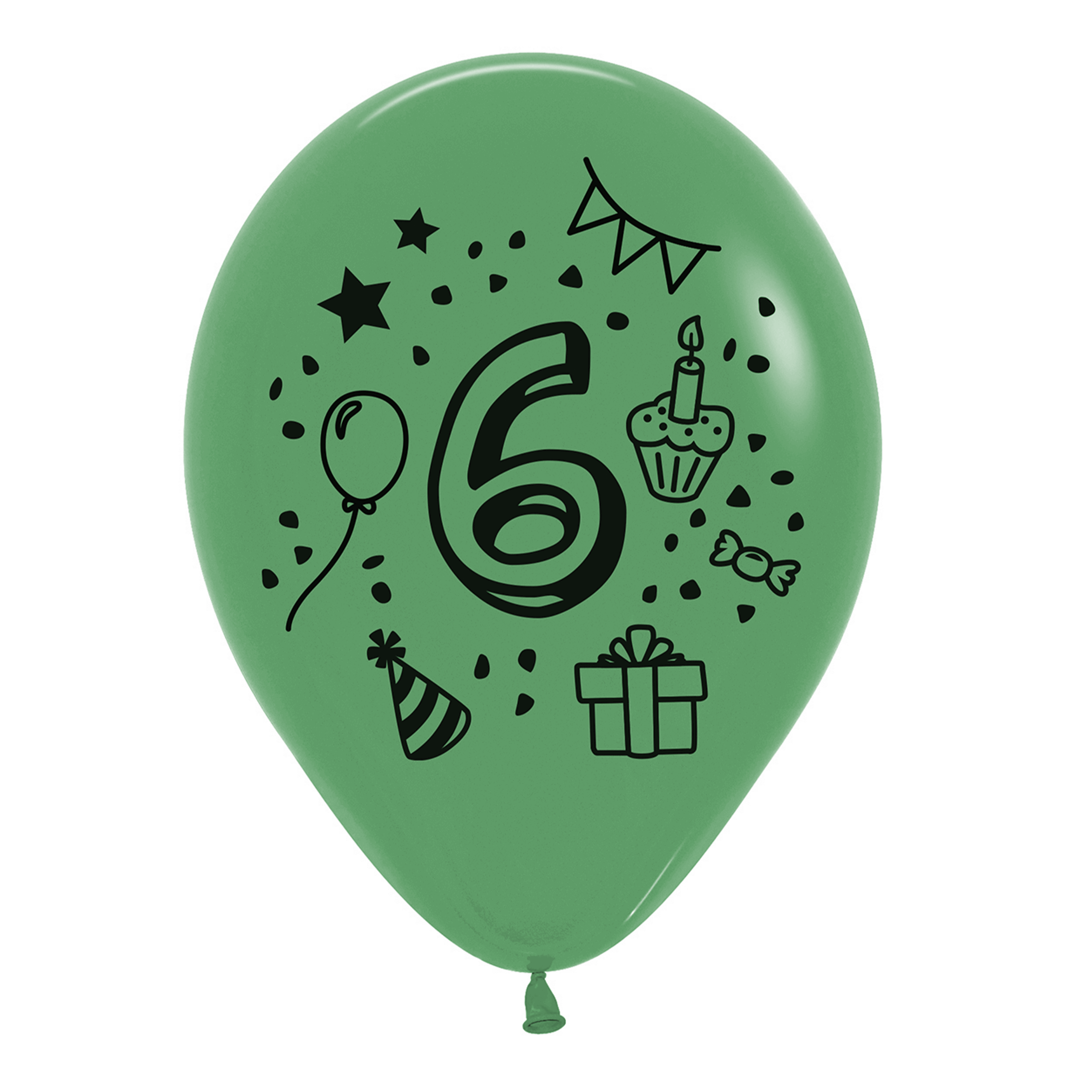 7x Luftballon Zahl 6 bunt Ø 30 cm