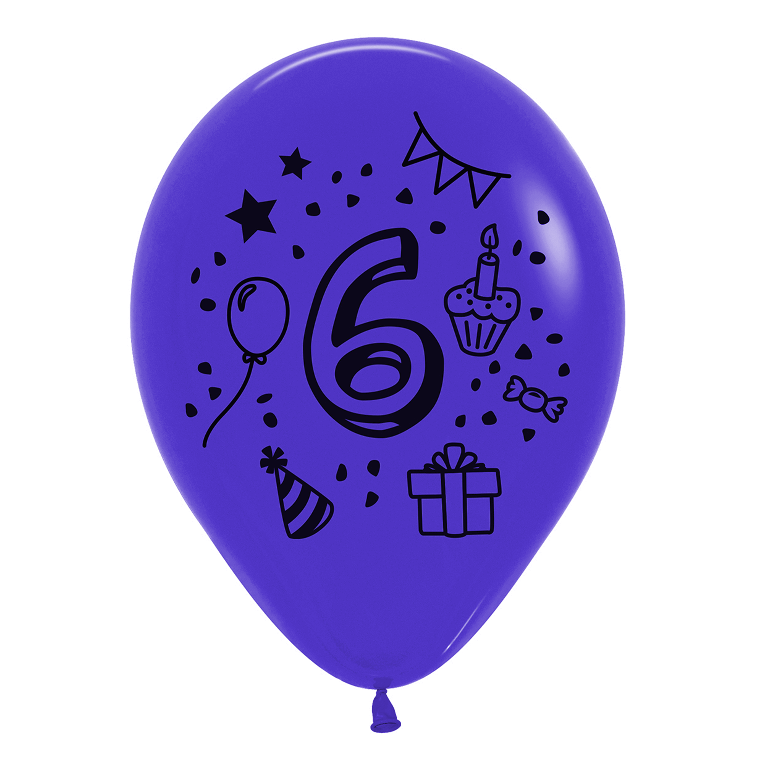 7x Luftballon Zahl 6 bunt Ø 30 cm