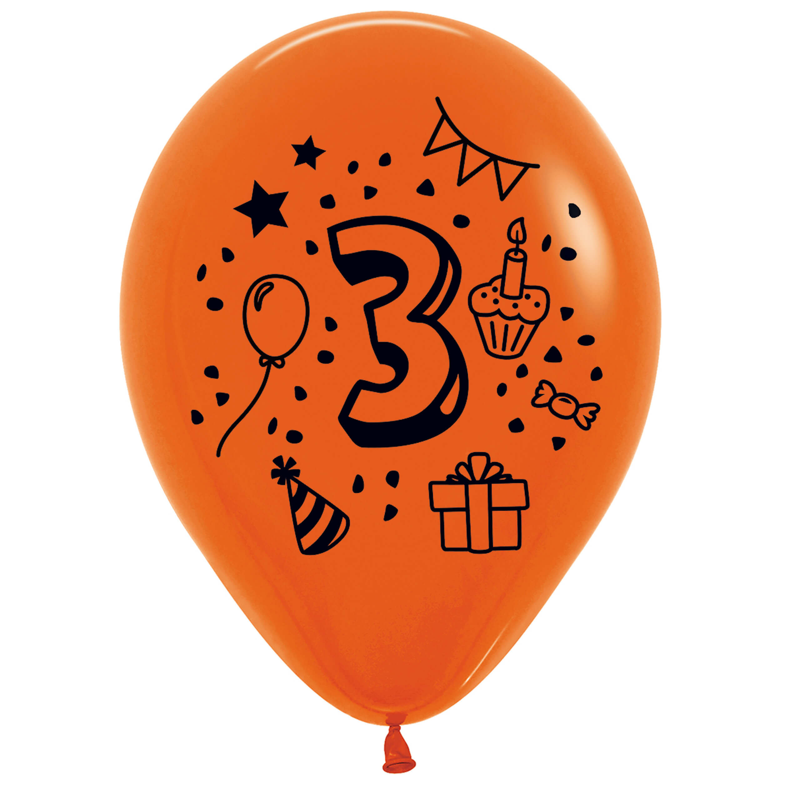 7x Luftballon Zahl 3 bunt Ø 30 cm