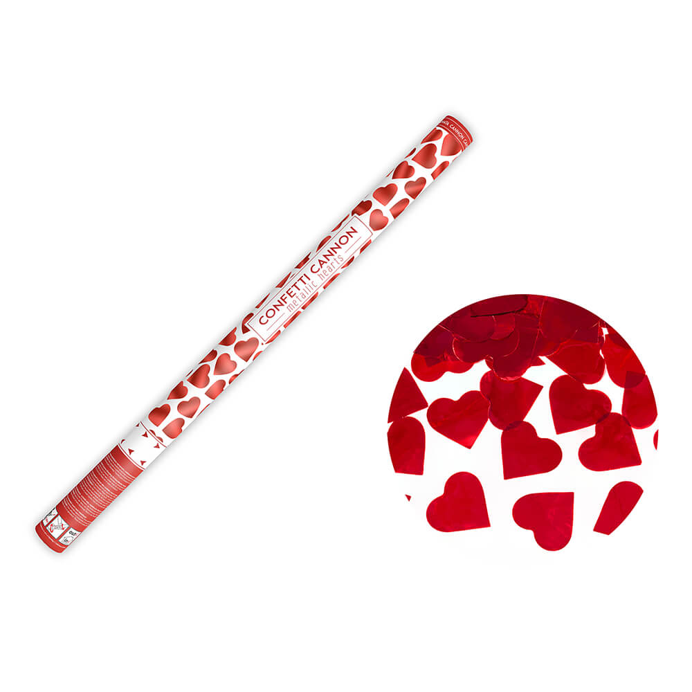 Party Popper Rotmetallic Herzen 80cm