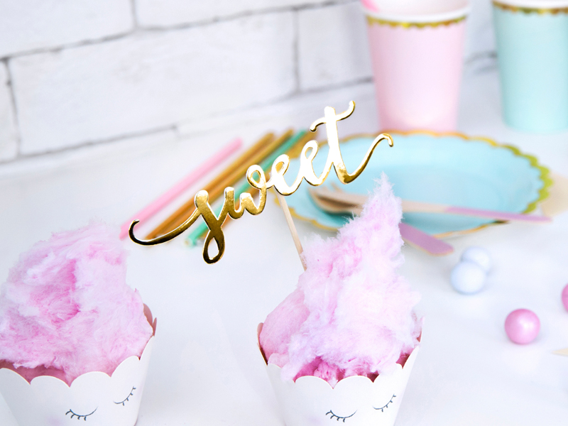 Muffin / Cupcake Topper, Love, Gold 13 cm