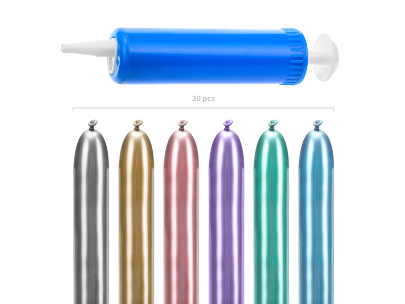 Modellierballons Glossy 130cm mit Pumpe, 30Stk