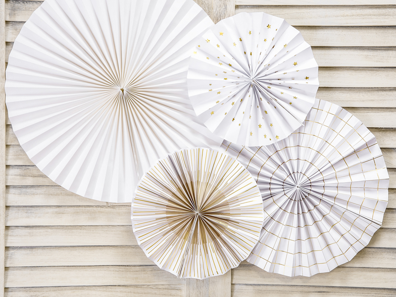 Fächer - Weiß-Gold, 20 - 40cm, 4er Set