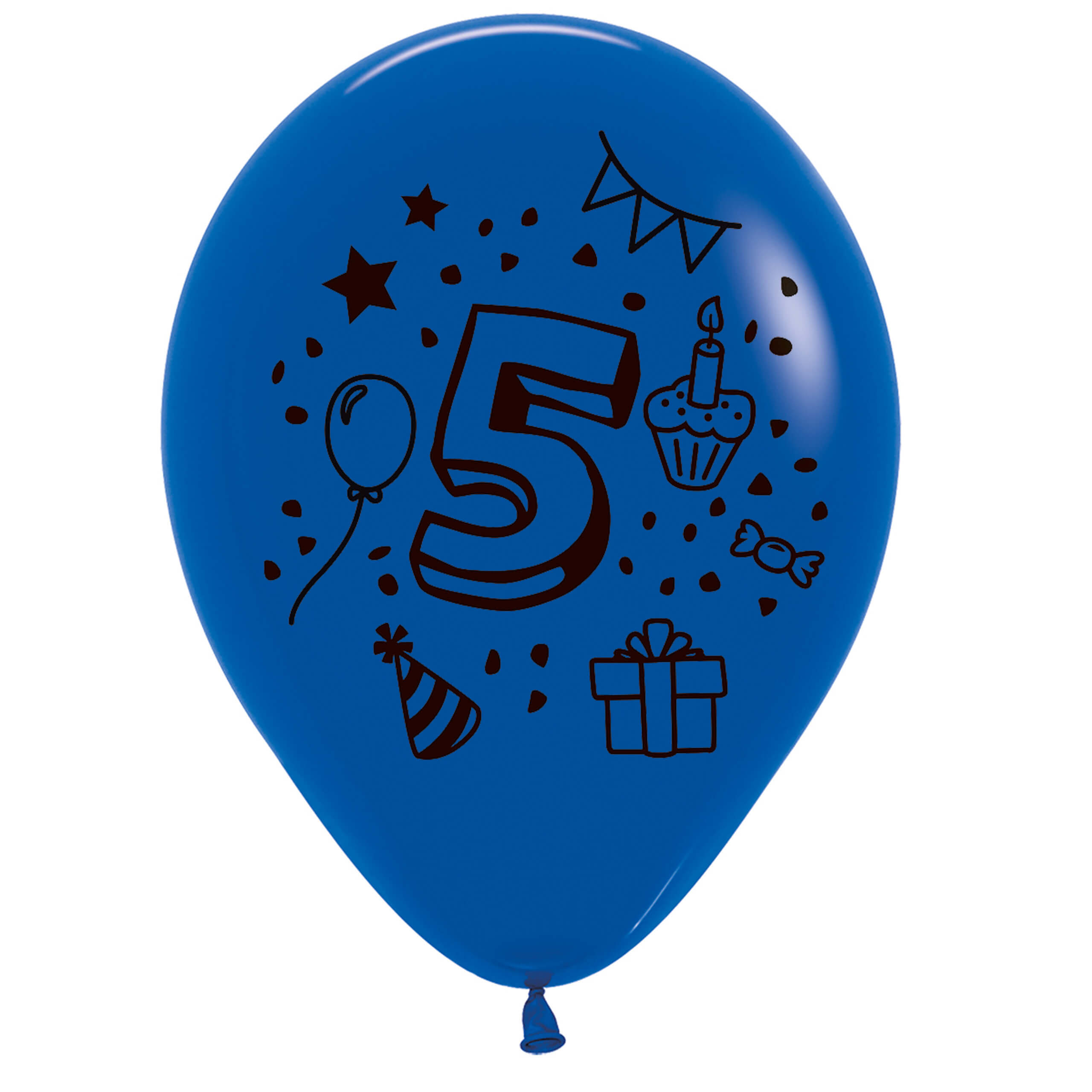 7x Luftballon Zahl 5 bunt Ø 30 cm