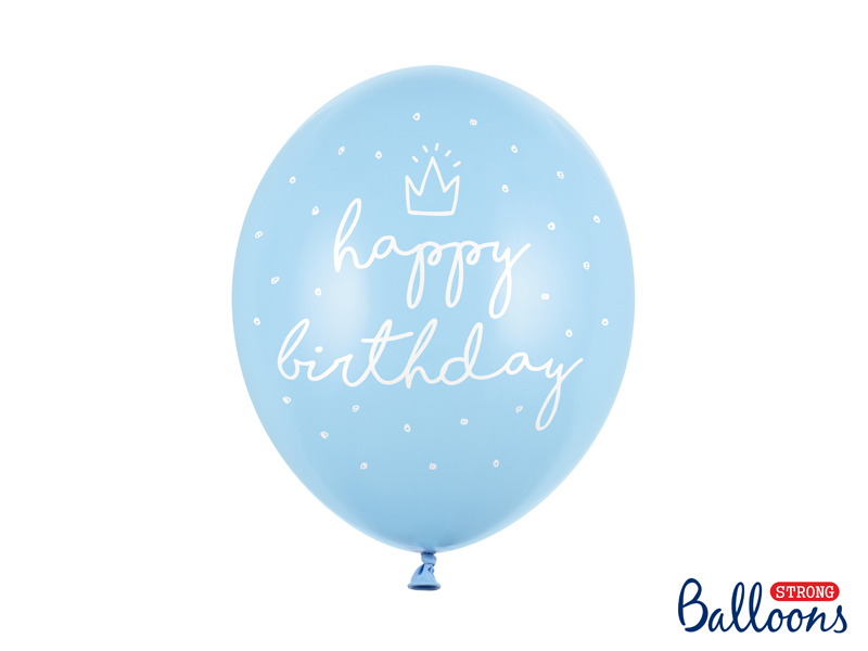 Luftballons Happy Birthday Blau 30cm, 6 Stk