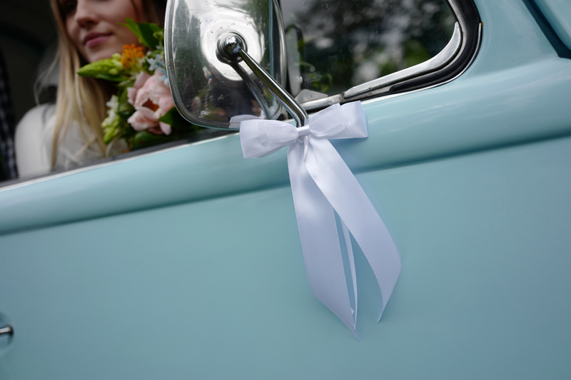 Schleifen mit Fliege Weiß, 14 cm - 4er Set